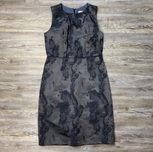 NWT LOFT gray silver jacquard sheath dress
